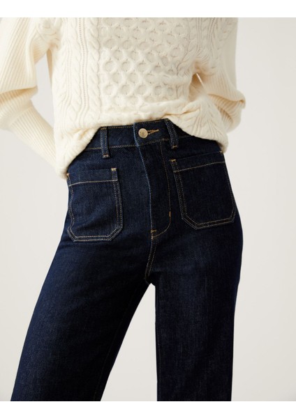 Yüksek Bel Flared Fit Jean Pantolon indirimleri