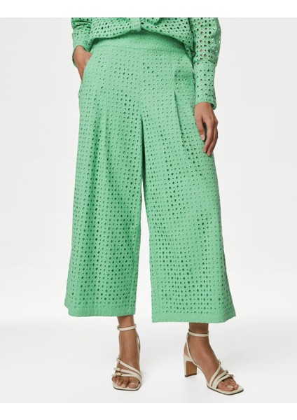 Saf Pamuklu Wide Leg Kapri Pantolon fiyatları