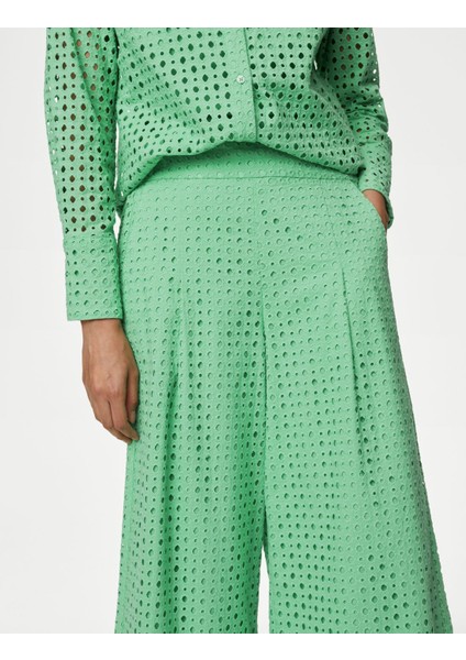 Saf Pamuklu Wide Leg Kapri Pantolon modelleri