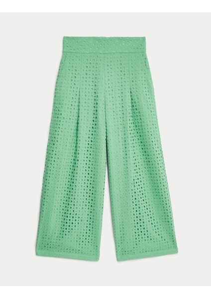 Saf Pamuklu Wide Leg Kapri Pantolon indirimleri