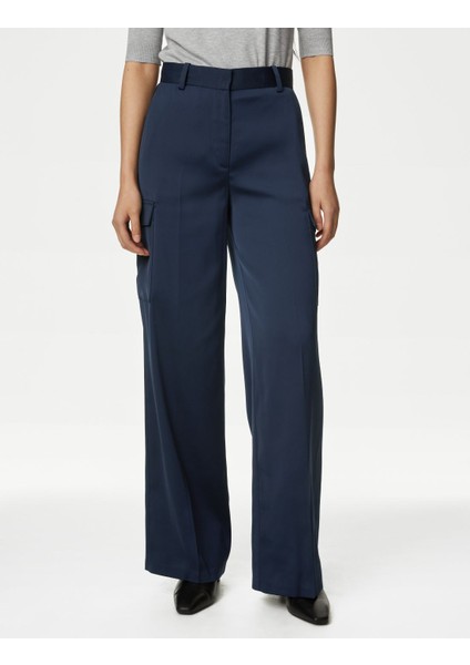 Marks & Spencer Wide Leg Saten Kargo Pantolon