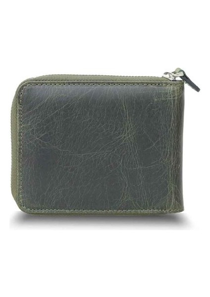 Antik Yeşil Fermuarlı Yatay Mini Deri Cüzdan - GRD2403XW22458 fiyatları