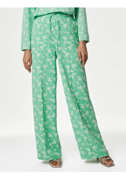 Çiçek Desenli Wide Leg Pantolon fiyatları