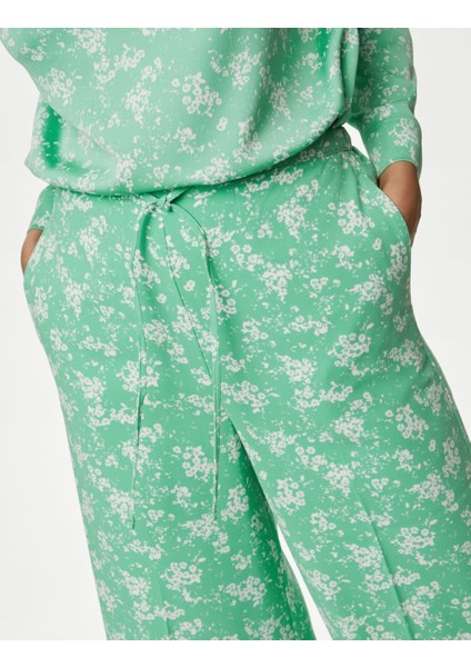 Çiçek Desenli Wide Leg Pantolon indirimleri