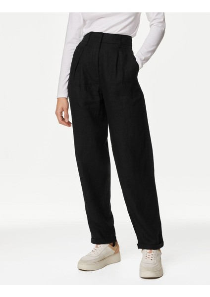 Marks & Spencer Tapered Fit Saf Keten Pantolon