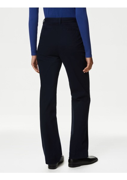 Yüksek Bel Straight Leg Chino Pantolon fırsatları