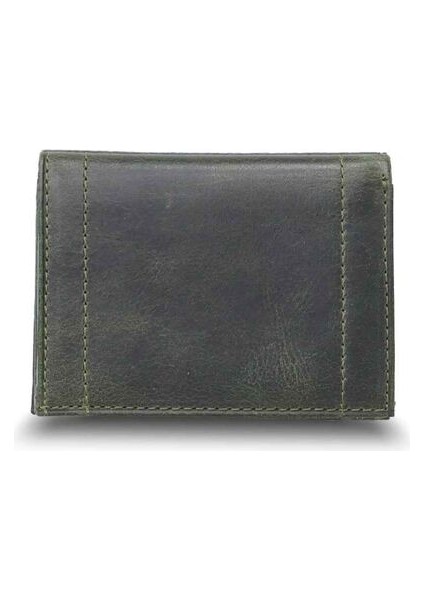 Minimal Antik Yeşil Deri Erkek Cüzdanı - GRD2403XW22417
