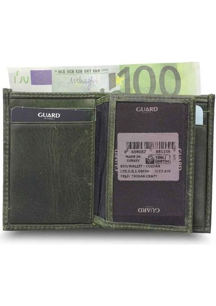 Minimal Antik Yeşil Deri Erkek Cüzdanı - GRD2403XW22417