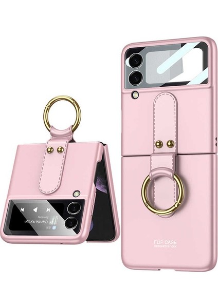 Samsung Galaxy Z Flip 3 Kılıf Htstore Htstore Zore Flip Ring Kıpta Kapak-Pembe (Yurt Dışından)