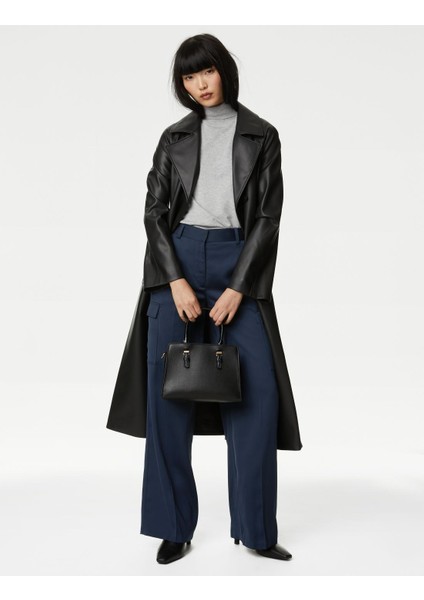 Wide Leg Saten Kargo Pantolon