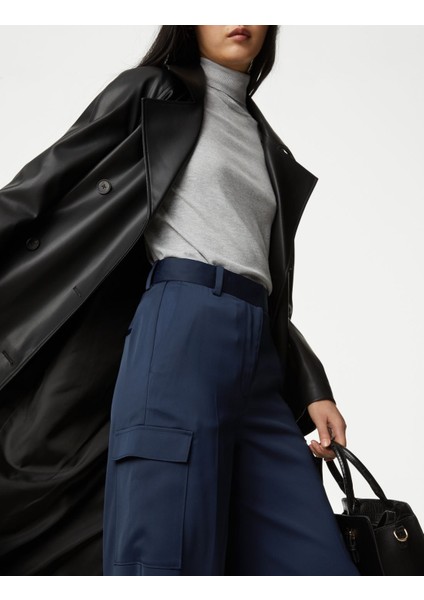 Wide Leg Saten Kargo Pantolon fiyatları