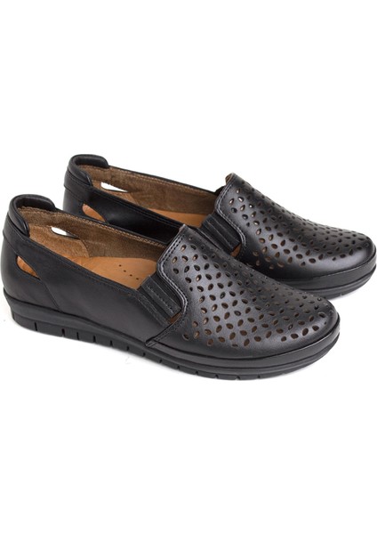 Elit Syf 24-430 Kadın Deri Casual Ayakkabı Siyah
