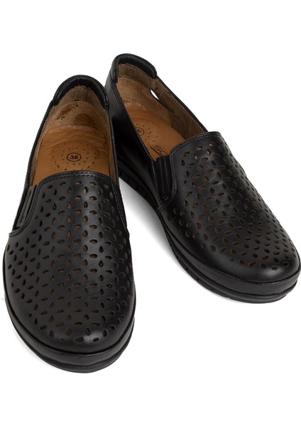 Elit Syf 24-430 Kadın Deri Casual Ayakkabı Siyah