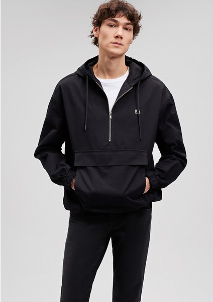 Pro Kapüşonlu Yarım Fermuarlı Siyah SWEATSHIRT0210807-900