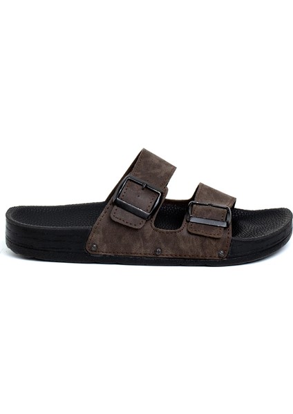 Pc-7241 Erkek Düz Terlik Kahverengi