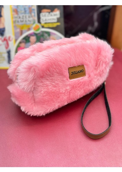 Pembe Teddy Peluş Makyaj ve Gözlük Çantası modelleri