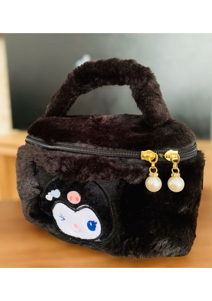 Meyra Accessories Sanrio Kawaii Kuromi My Melodi Cinnamoroll Peluş El Çantası Makyaj Çantası Çift Yönlü Fermuarlı