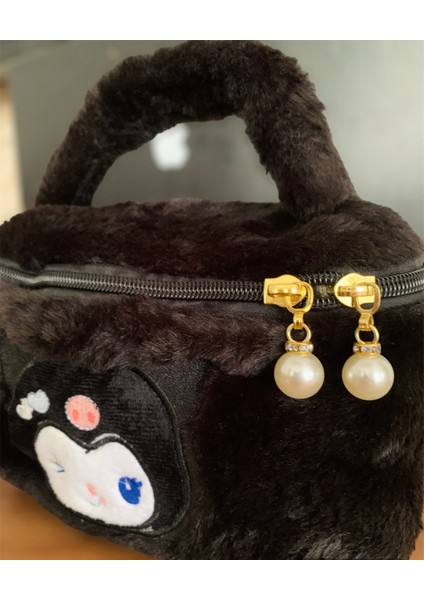 Meyra Accessories Sanrio Kawaii Kuromi My Melodi Cinnamoroll Peluş El Çantası Makyaj Çantası Çift Yönlü Fermuarlı