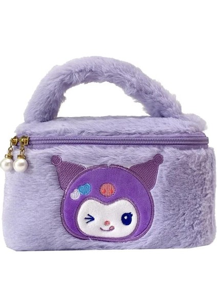 Meyra Accessories Sanrio Kawaii Kuromi My Melodi Cinnamoroll Peluş El Çantası Makyaj Çantası Çift Yönlü Fermuarlı