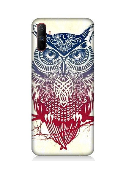 Realme C3 Uyumlu Mistik Tribal Baykuş Desenli Silikon Kılıf