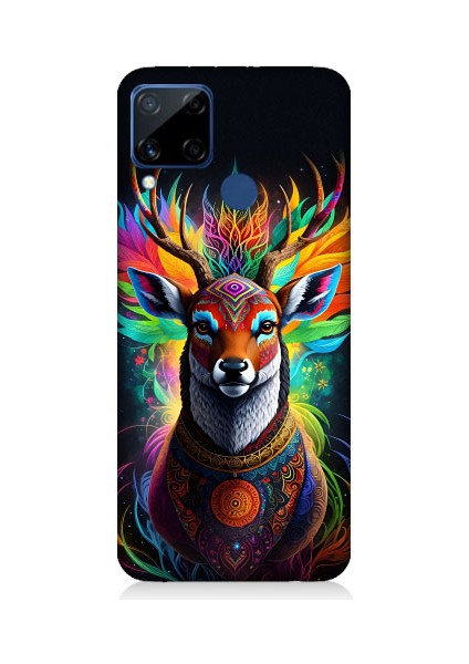 Realme C15 Uyumlu Mistik Ala Geyik Desenli Silikon Kılıf