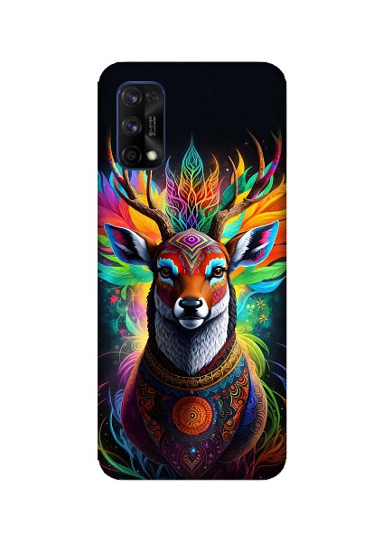Realme 7 Pro Uyumlu Mistik Ala Geyik Desenli Silikon Kılıf