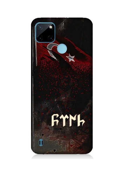 Realme C21Y Uyumlu Bayrak ve Türk Desenli Silikon Kılıf