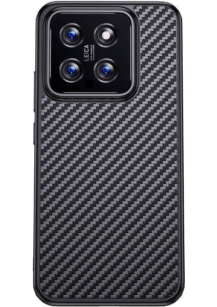 Xiaomi Mi 14 Uyumlu Kılıf Aramid Karbon Fiber Magsafe Özellikli Wlons Radison Kapak Siyah