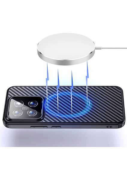 Xiaomi Mi 14 Uyumlu Kılıf Aramid Karbon Fiber Magsafe Özellikli Wlons Radison Kapak Siyah