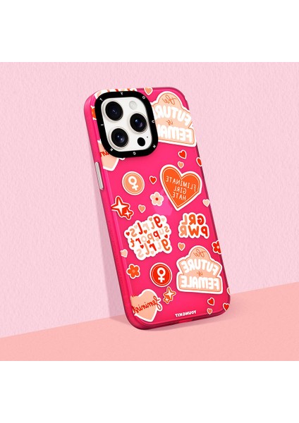 iPhone 13 Uyumlu Kılıf Bethany Green Tasarımlı Youngkit Sweet Language Kapak Pembe