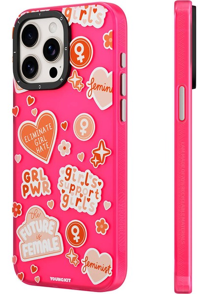 iPhone 15 Uyumlu Kılıf Bethany Green Tasarımlı Youngkit Sweet Language Kapak Pembe