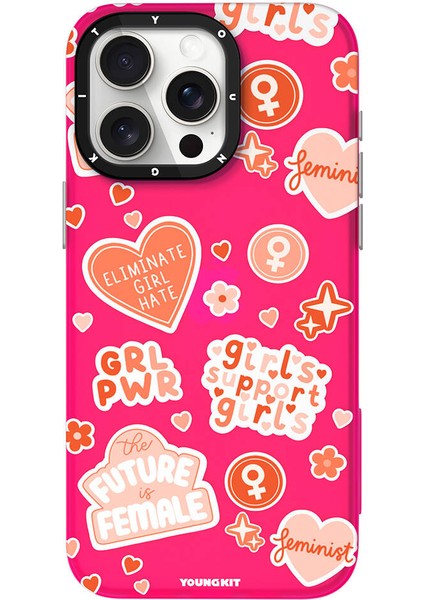 iPhone 15 Uyumlu Kılıf Bethany Green Tasarımlı Youngkit Sweet Language Kapak Pembe