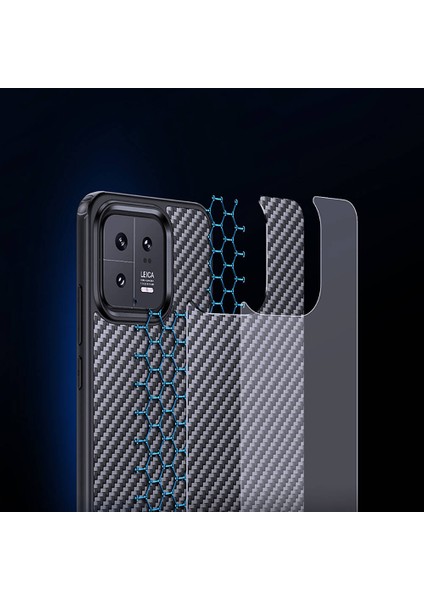 Xiaomi Mi 13 Pro Uyumlu Kılıf Aramid Karbon Fiber Magsafe Özellikli Wlons Radison Kapak Siyah modelleri