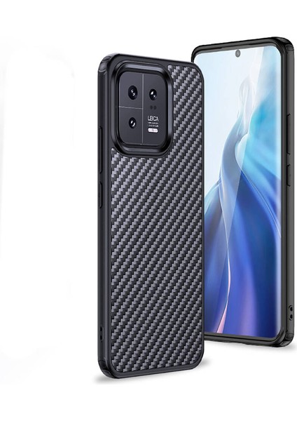 Xiaomi Mi 13 Uyumlu Kılıf Aramid Karbon Fiber Magsafe Özellikli Wlons Radison Kapak Siyah