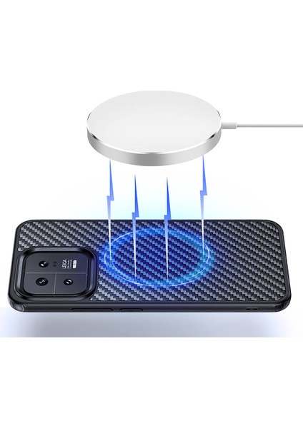 Xiaomi Mi 13 Uyumlu Kılıf Aramid Karbon Fiber Magsafe Özellikli Wlons Radison Kapak Siyah