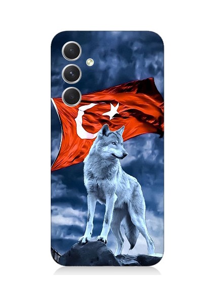 Samsung Galaxy A05S Uyumlu Kurt Göktürk ve Bayrak Desenli Silikon Kılıf