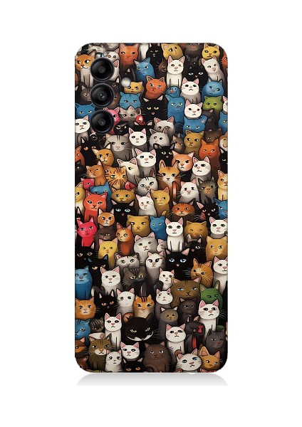 Samsung Galaxy A35 Uyumlu Renki Sevimli Kediler Desenli Silikon Kılıf