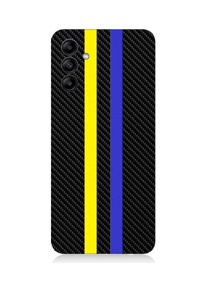Samsung Galaxy A55 Uyumlu Sarı Lacivert Karbon Motif Desenli Silikon Kılıf