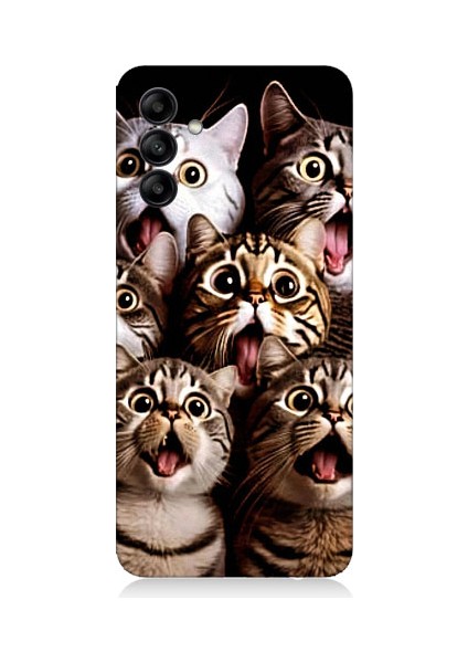 Samsung Galaxy A55 Uyumlu Şaşkın Kediler Desenli Silikon Kılıf
