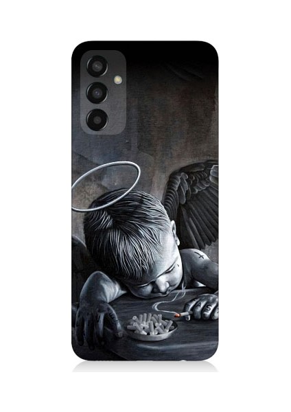 Samsung Galaxy M13 Uyumlu Hayattan Bıkmış Melek Desenli Silikon Kılıf