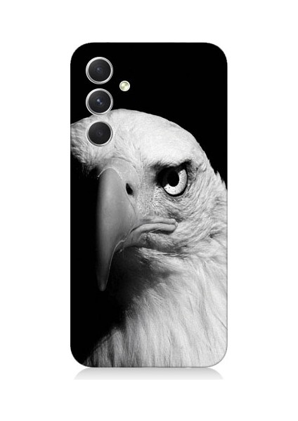 Samsung Galaxy S23 Fe Uyumlu Siyah Beyaz Kartal Başı Desenli Silikon Kılıf