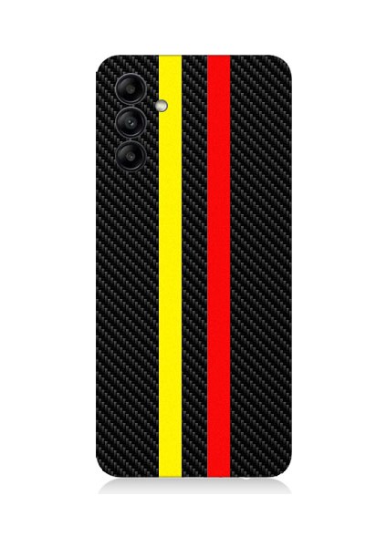 Samsung Galaxy A55 Uyumlu Sarı Kırmızı Karbon Motif Desenli Silikon Kılıf