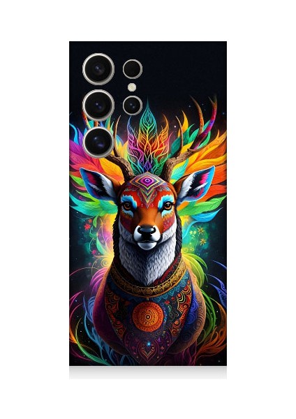 Samsung Galaxy S24 Ultra Uyumlu Mistik Ala Geyik Desenli Silikon Kılıf