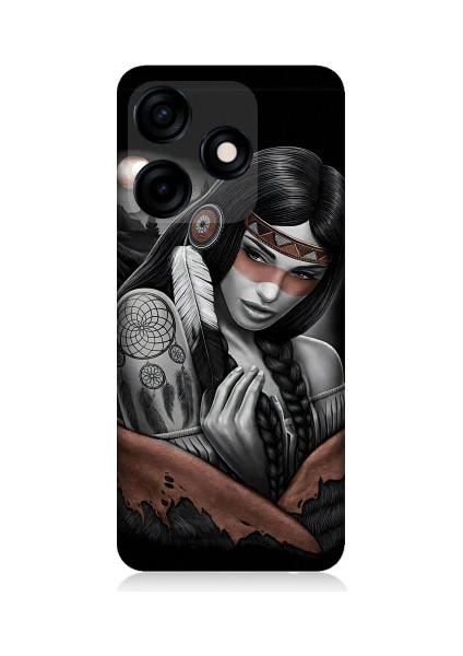 Tecno Spark 10C Uyumlu Kızılldereli Kız Dreamcatcher Desenli Silikon Kılıf