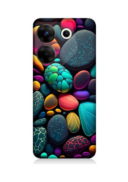 Tecno Camon 20 Pro 4g Uyumlu Artx Kırmızı Doğa Taşlar Desenli Silikon Kılıf