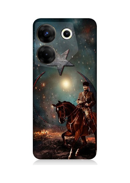 Tecno Camon 20S Pro Uyumlu Mustafa Kemal Atatürk ve Mücadele Yılları Desenli Silikon Kılıf