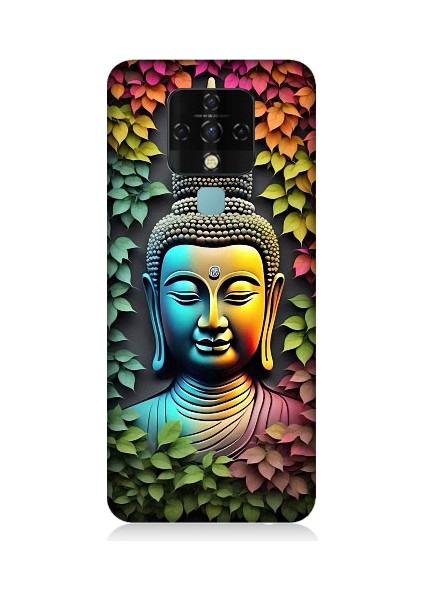 Tecno Camon 16 Uyumlu Budha ve Sarmaşık Yapraklar Desenli Silikon Kılıf