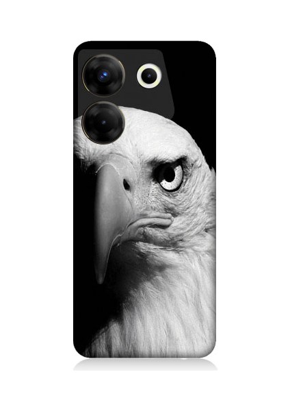 Tecno Camon 20S Pro Uyumlu Siyah Beyaz Kartal Başı Desenli Silikon Kılıf