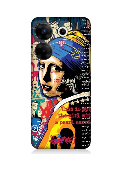 Tecno Camon 20 Pro 4g Uyumlu Inci Küpeli Kız Popart Desenli Silikon Kılıf