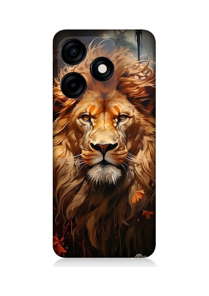 Tecno Spark 10C Uyumlu Yorgun Savaşçı Aslan Desenli Silikon Kılıf